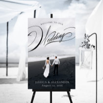 Elegant Calligraphy Wedding Photo Welcome Sign