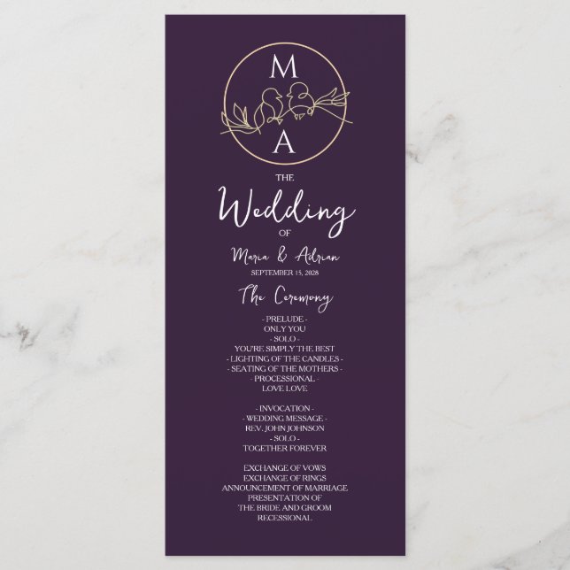 Elegant Calligraphy Wedding Program (Front)
