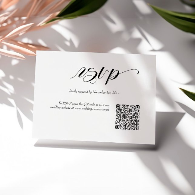 Elegant Calligraphy Wedding QR Code RSVP Card (Creator Uploaded)
