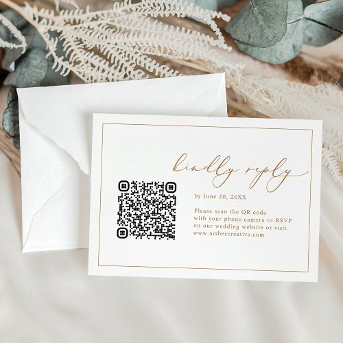 Elegant Calligraphy Wedding QR code RSVP Cards