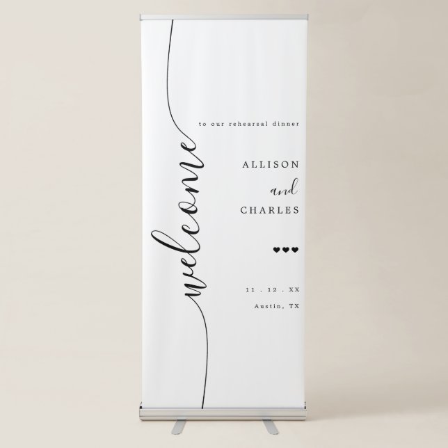 Elegant Calligraphy Wedding Rehearsal Dinner Sign (Front)