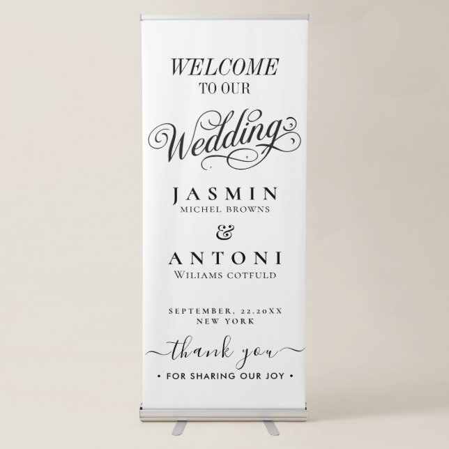 Elegant Calligraphy Wedding Retractable Banner (Front)
