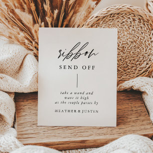 Elegant Calligraphy Wedding Ribbon Send Off Sign