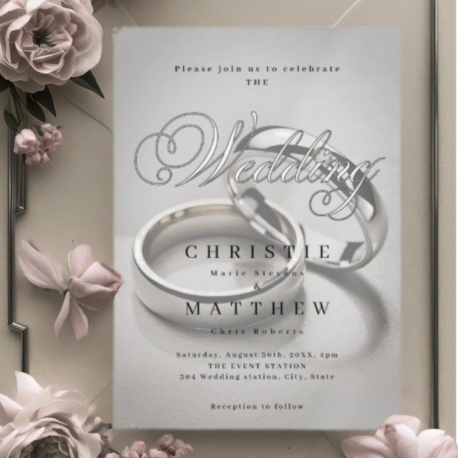  Elegant Calligraphy Wedding Rings Invitation (Creator Uploaded)