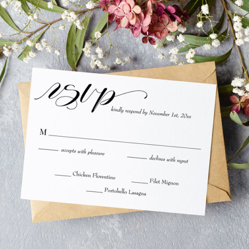 Elegant Calligraphy Wedding RSVP Card