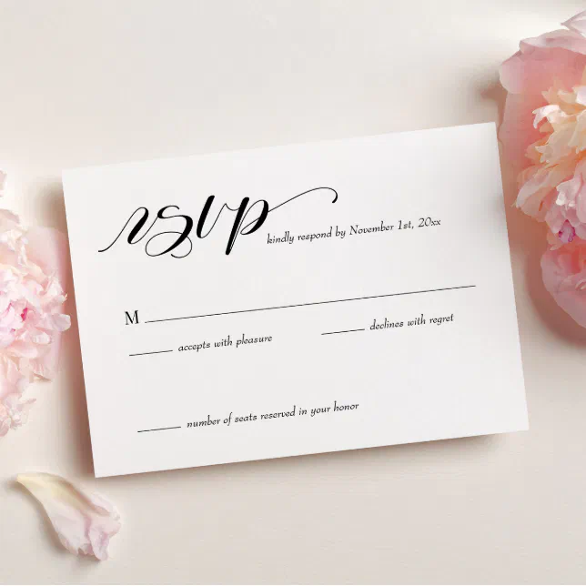 Elegant Calligraphy Wedding RSVP Card | Zazzle