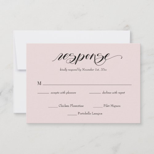 Elegant Calligraphy Wedding RSVP Card - Elegant Calligraphy Wedding RSVP Card with entree choices