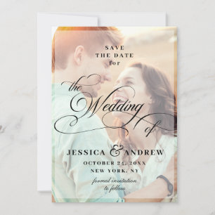 Elegant Calligraphy Wedding Save the Date 2 PHOTO