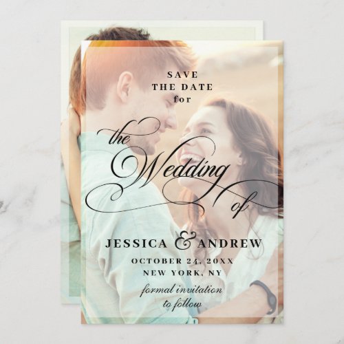 Elegant Calligraphy Wedding Save the Date 2 PHOTO