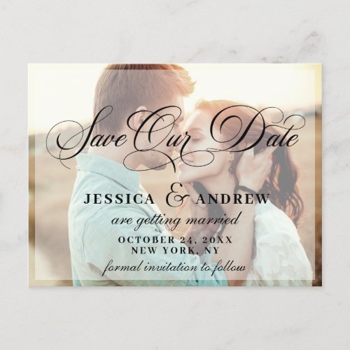 Elegant Calligraphy Wedding Save the Date 2 PHOTO Announcement Postcard
