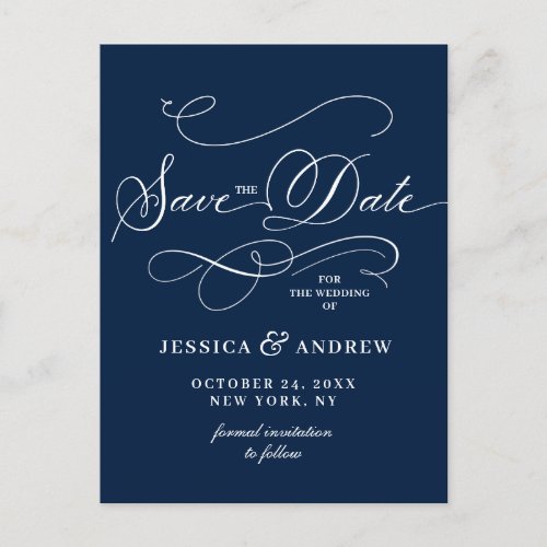 Elegant Calligraphy Wedding Save the Date Announcement Postcard