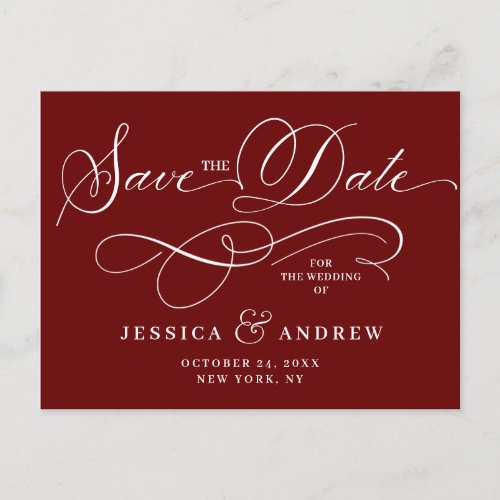 Elegant Calligraphy Wedding Save the Date Announcement Postcard