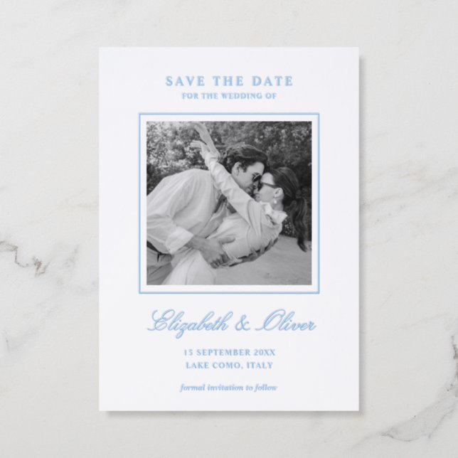 Elegant Calligraphy Wedding Save the Date Letterpress Photo Cards (Front)