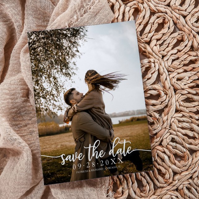Elegant Calligraphy Wedding Save The Date Photo Invitation (Creator Uploaded)