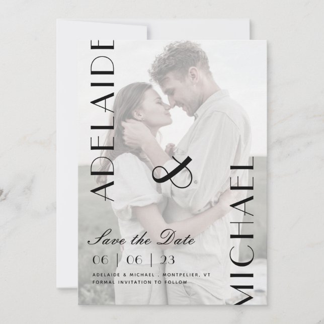 Elegant Calligraphy Wedding Save the Date Photo Invitation (Front)