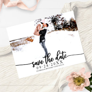 Elegant Calligraphy Wedding Save The Date Photo Postcard