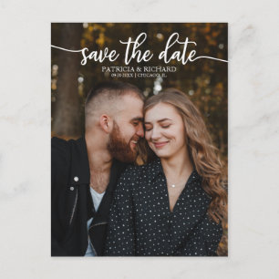 Elegant Calligraphy Wedding Save The Date Photo Postcard