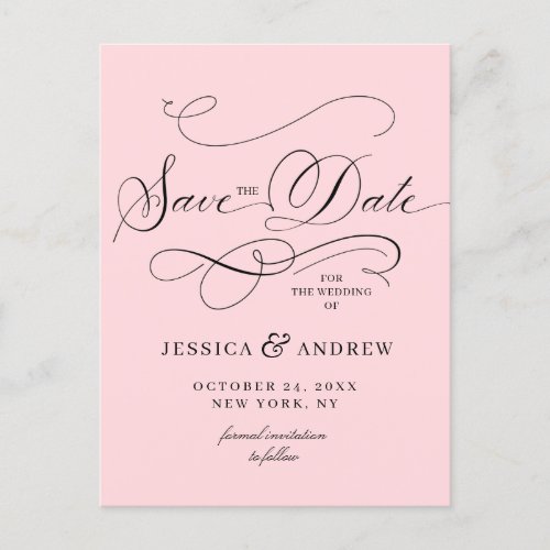 Elegant Calligraphy Wedding Save the Date Postcard
