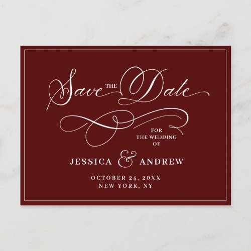 Elegant Calligraphy Wedding Save the Date Postcard