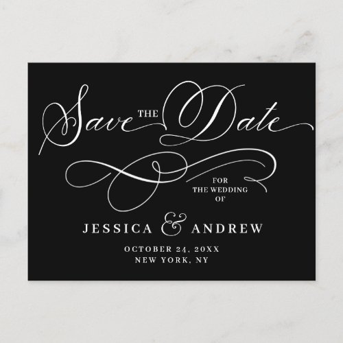 Elegant Calligraphy Wedding Save the Date Postcard