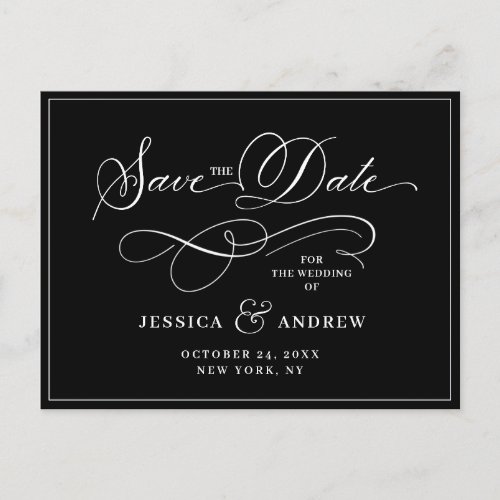 Elegant Calligraphy Wedding Save the Date Postcard