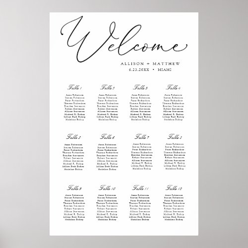 Elegant Calligraphy Wedding Seating Chart