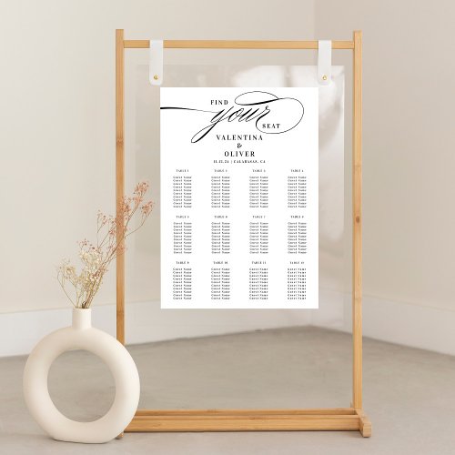 Elegant Calligraphy Wedding Seating Chart 