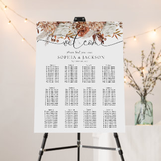 Elegant Calligraphy Wedding Seating Chart Foam Boa Board