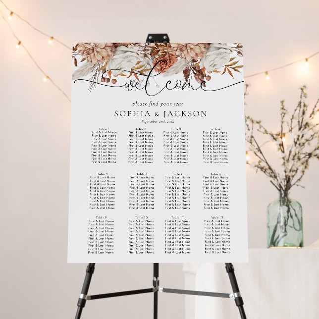Elegant Calligraphy Wedding Seating Chart Foam Boa Board (In Situ (Stand))
