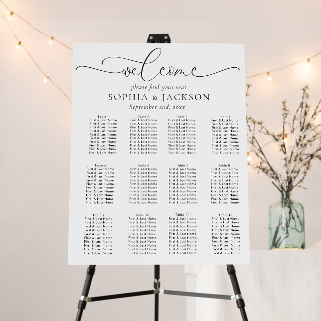 Elegant Calligraphy Wedding Seating Chart Foam Board (In Situ (Stand))