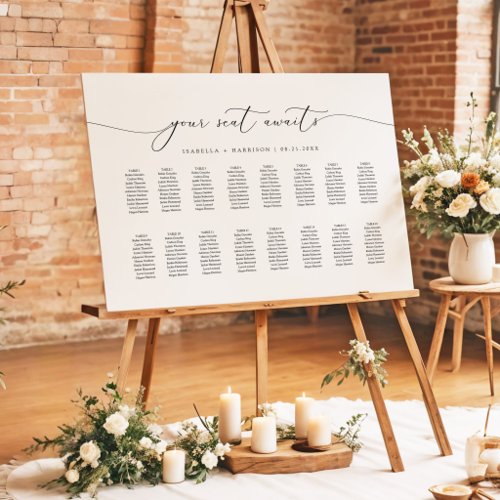 Elegant Calligraphy Wedding Seating Chart Foam Board