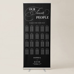 Elegant Calligraphy Wedding Seating Chart Retractable Banner