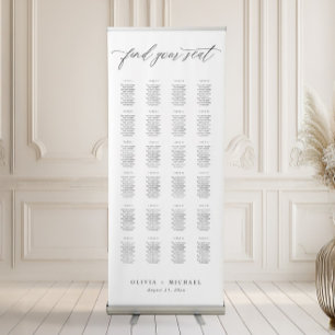Elegant Calligraphy Wedding Seating Chart Retractable Banner