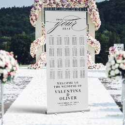 Elegant Calligraphy Wedding Seating Chart  Retractable Banner