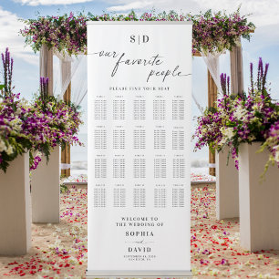 Elegant Calligraphy Wedding Seating Chart Retractable Banner