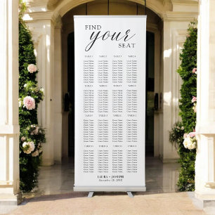 Elegant Calligraphy Wedding Seating Chart Retractable Banner