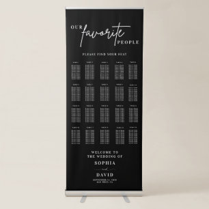 Elegant Calligraphy Wedding Seating Chart Retractable Banner