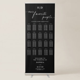Elegant Calligraphy Wedding Seating Chart Retractable Banner