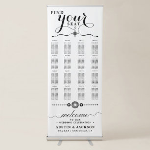 Elegant Calligraphy Wedding Seating Chart Retractable Banner