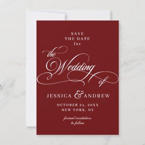 Elegant Calligraphy Wedding Simple Save the Date