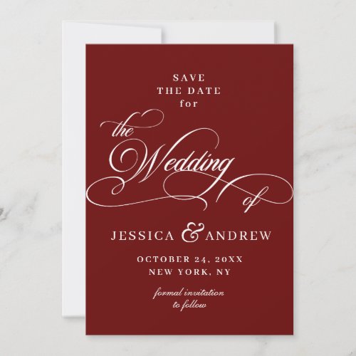 Elegant Calligraphy Wedding Simple Save the Date