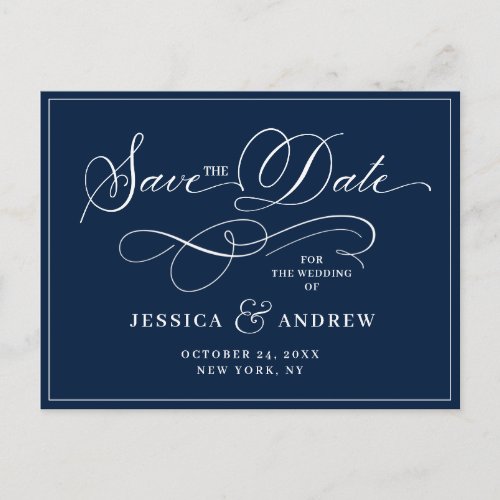 Elegant Calligraphy Wedding Simple Save the Date Announcement Postcard