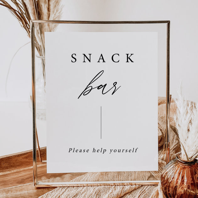 Elegant Calligraphy Wedding Snack Bar Sign Poster Zazzle   Elegant Calligraphy Wedding Snack Bar Sign Poster R D9fw4 630 