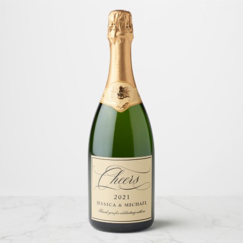 Elegant Calligraphy Wedding Sparkling Wine Sparkling Wine Label