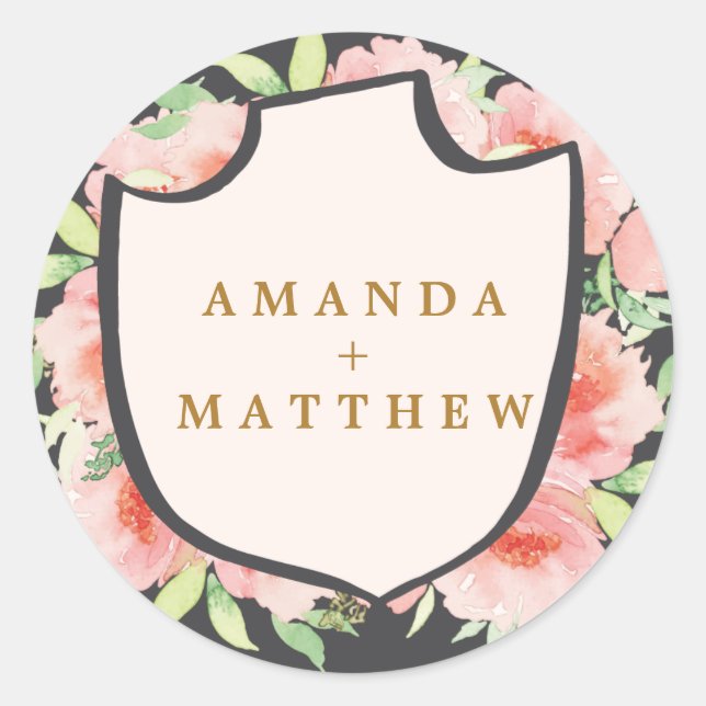 ELEGANT CALLIGRAPHY WEDDING sticker seals (Front)