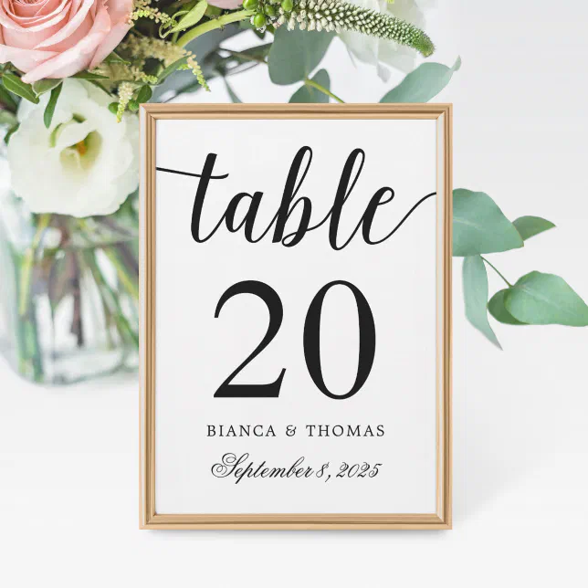 Elegant Calligraphy Wedding Table Number | Zazzle