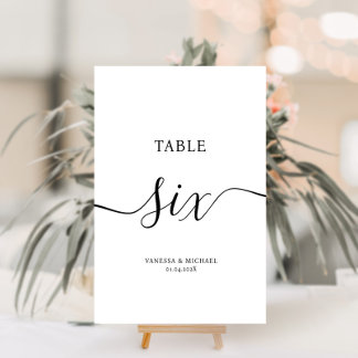 Elegant calligraphy wedding table number