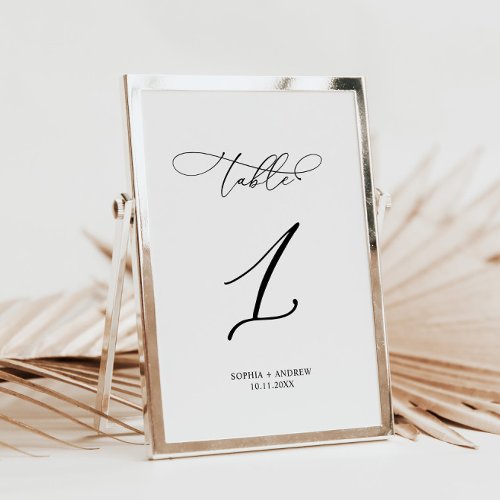 Elegant Calligraphy Wedding Table Number 1
