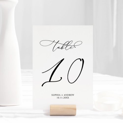 Elegant Calligraphy Wedding Table Number 10