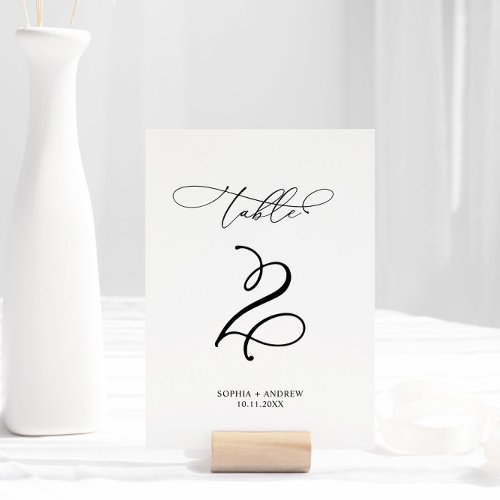 Elegant Calligraphy Wedding Table Number 2